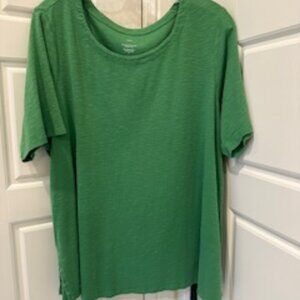 J Jill Apple Green Pima Scoop Neck Top